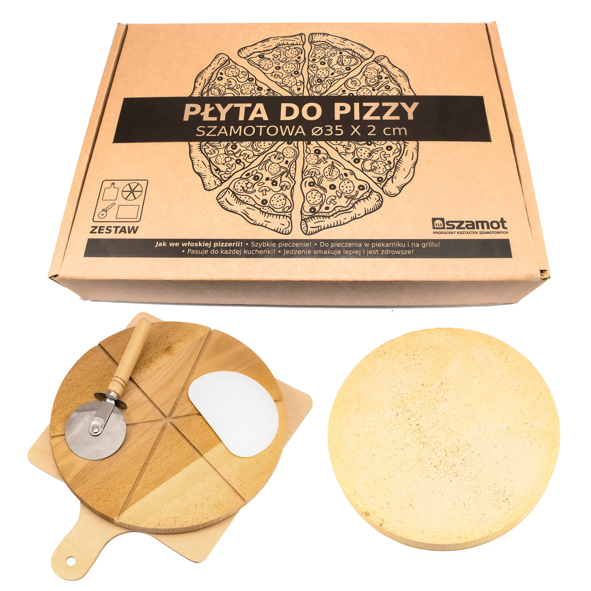 KAMIEŃ DO PIZZY FI 350x20 - ZESTAW