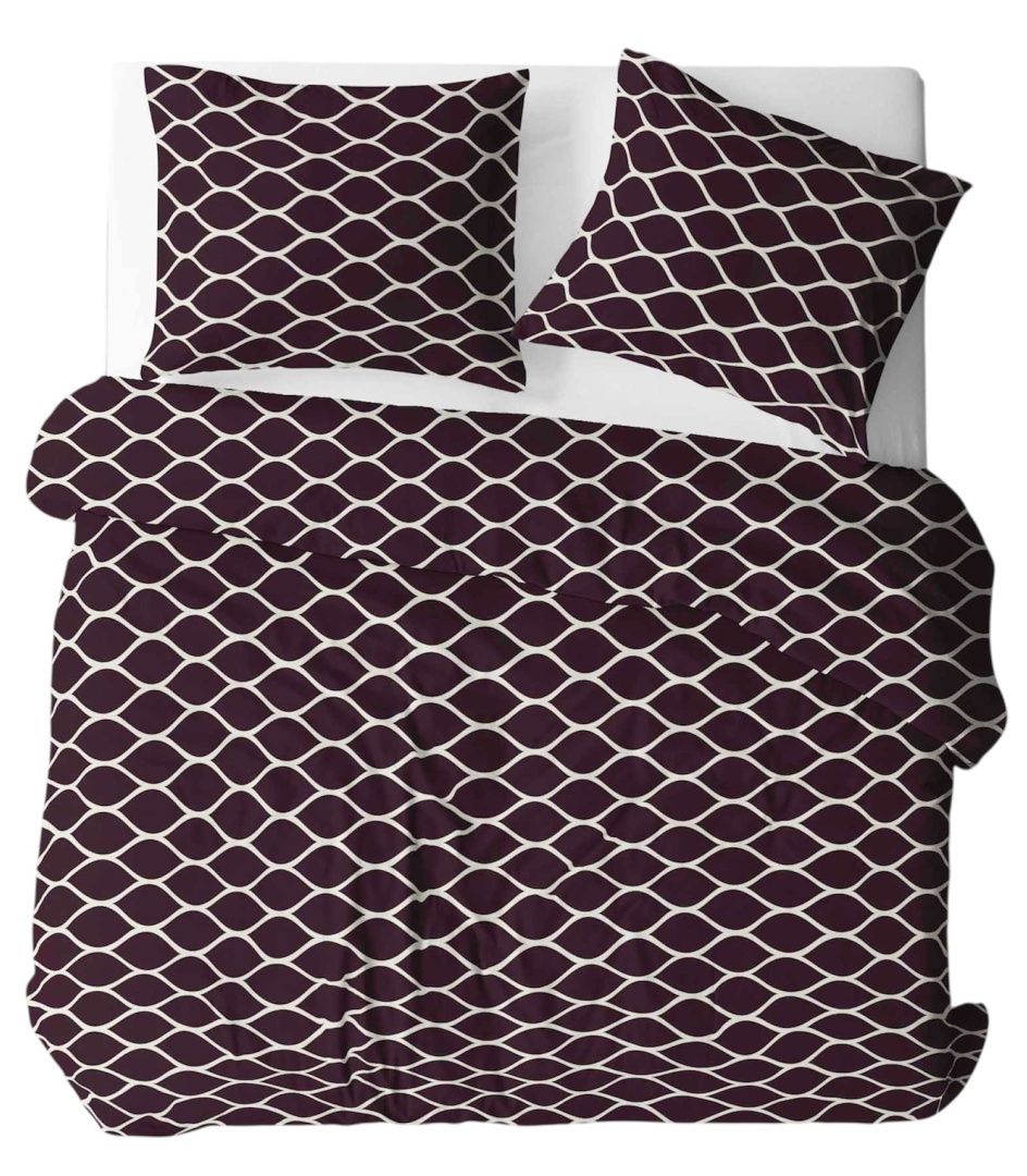 Pościel 220x240 + 2 poszewki | 100% bawełna |Siatka burgund
