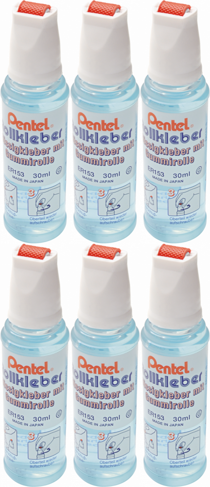 6x Klej Pentel ER153, w płynie, 30ml, bezbarwny