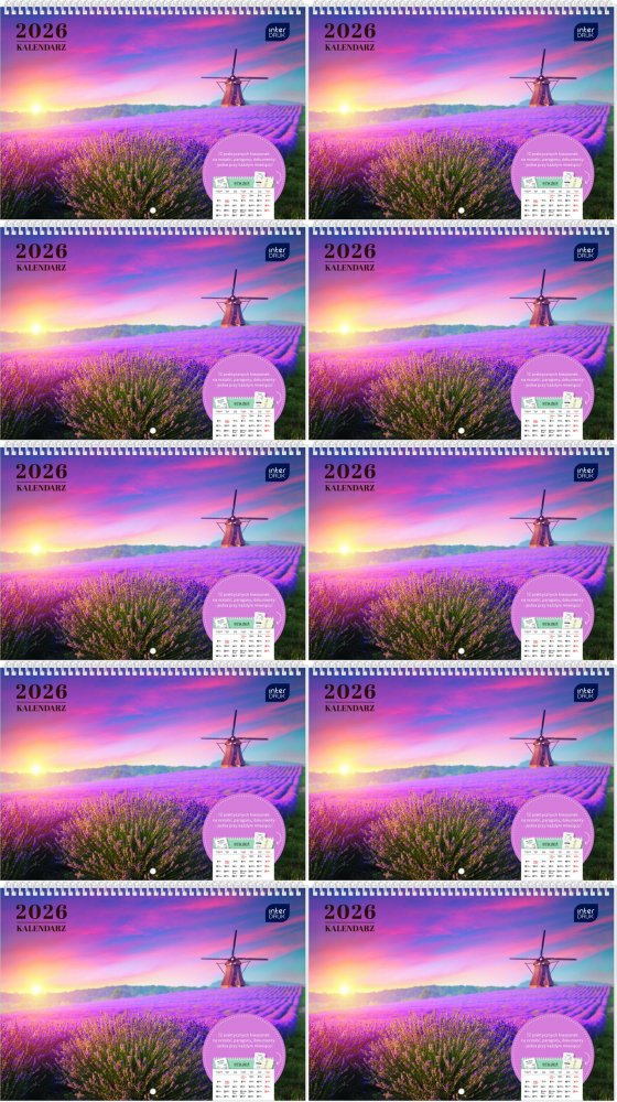 10x Kalendarz ścienny 2026, Interdruk, z kieszonką, 25x17.5cm, miesięczny, Widoki