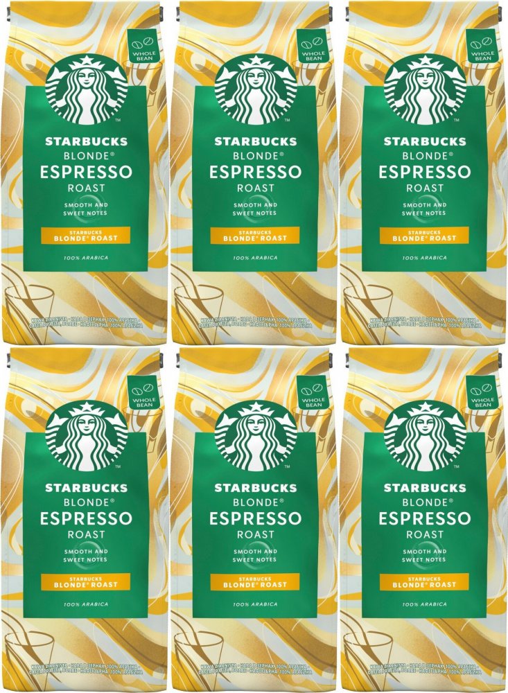 6x Kawa ziarnista Starbucks Espresso Blonde Roast, 200g