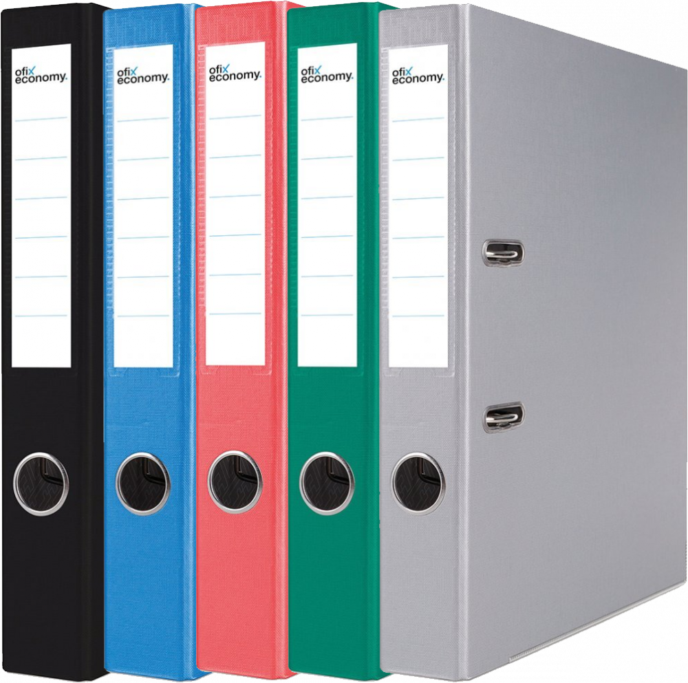 Zestaw 5x segregator Ofix Economy, A4, szerokość grzbietu 50mm, do 350 kartek, mix kolorów