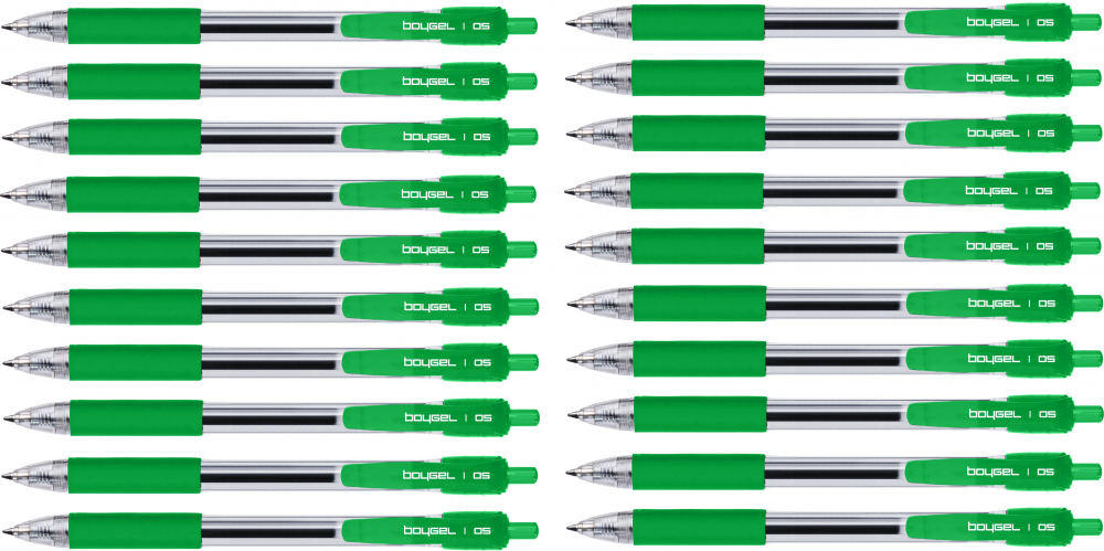 20x Długopis żelowy automatyczny Rystor, Boy Gel, 0.5mm, zielony