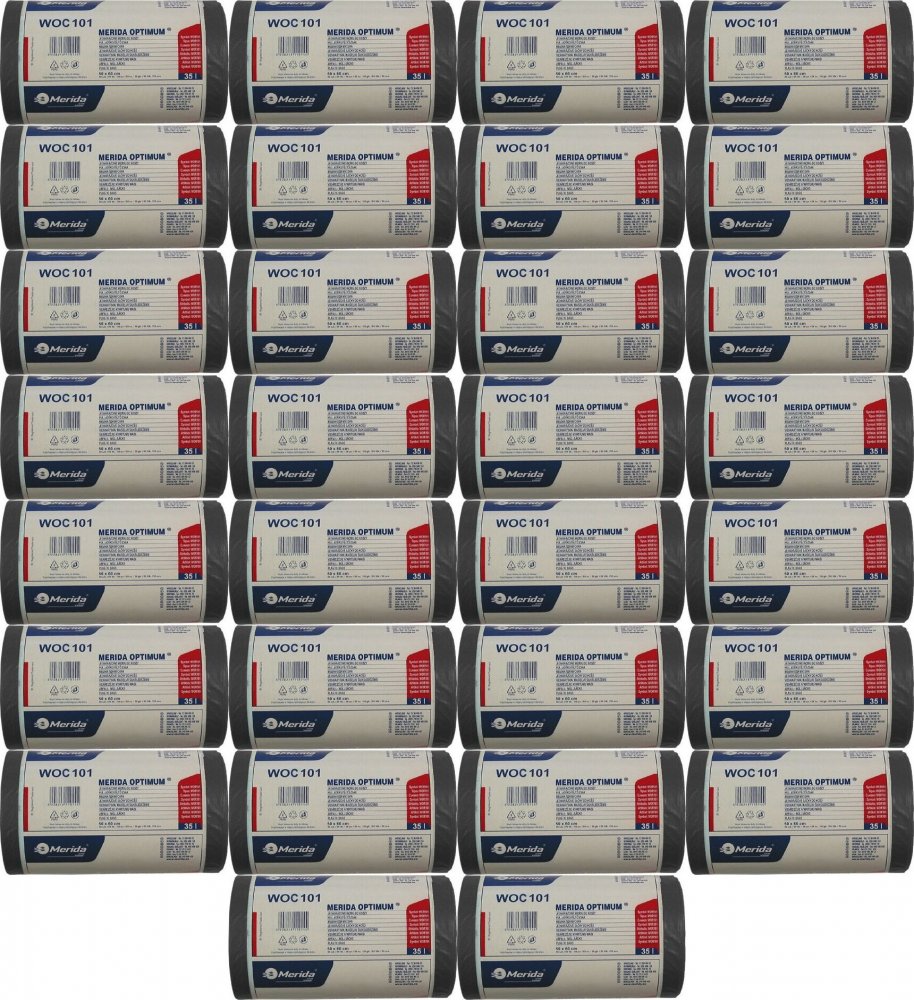 30x Worki na śmieci Merida Optimum, na odpady zmieszane, 35l, 50 sztuk, czarny