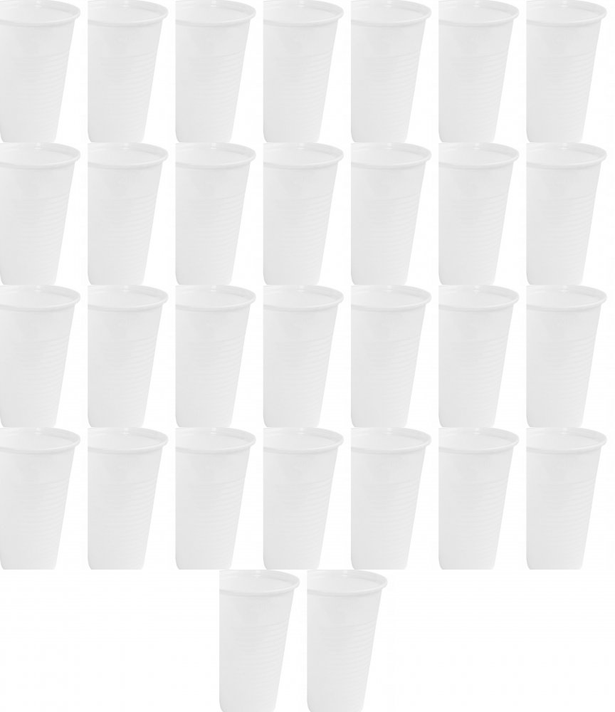 30x Kubki wielorazowe, 200ml, plastik, 100 sztuk, biały