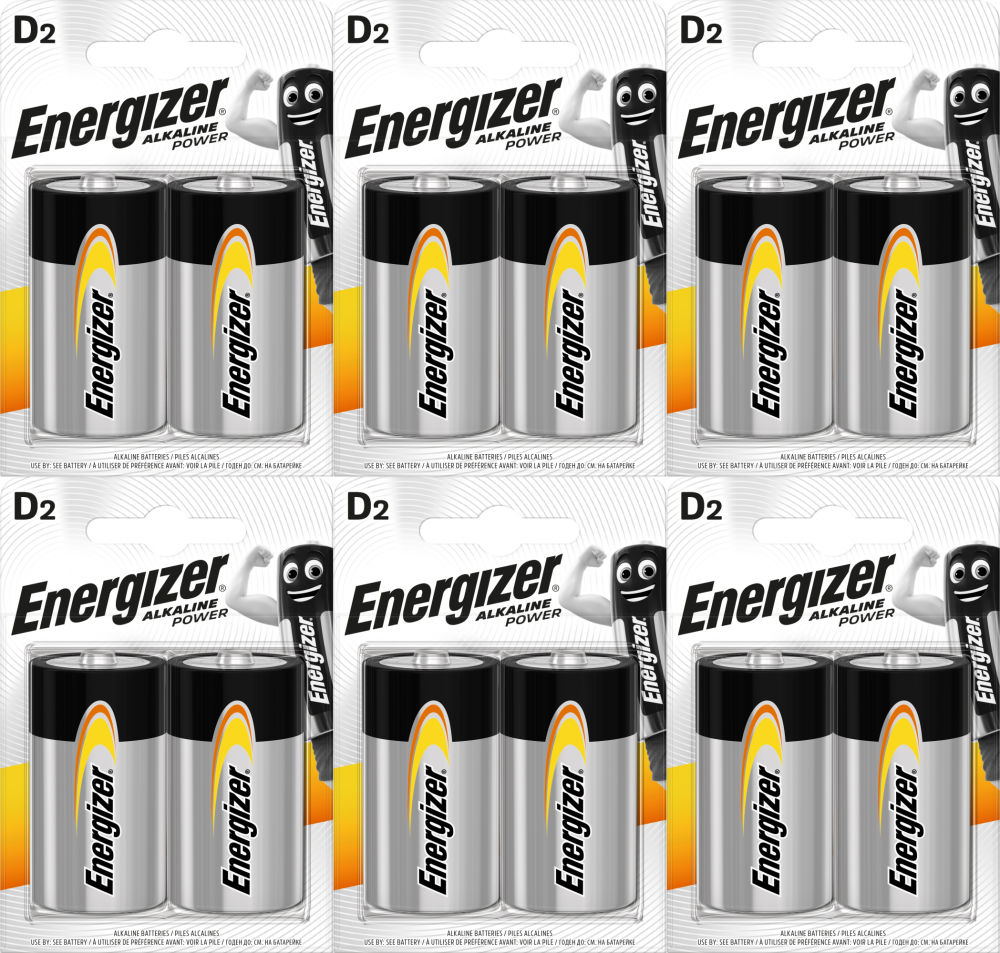 6x Bateria alkaliczna Energizer, D, 1.5V, LR20, 2 sztuki