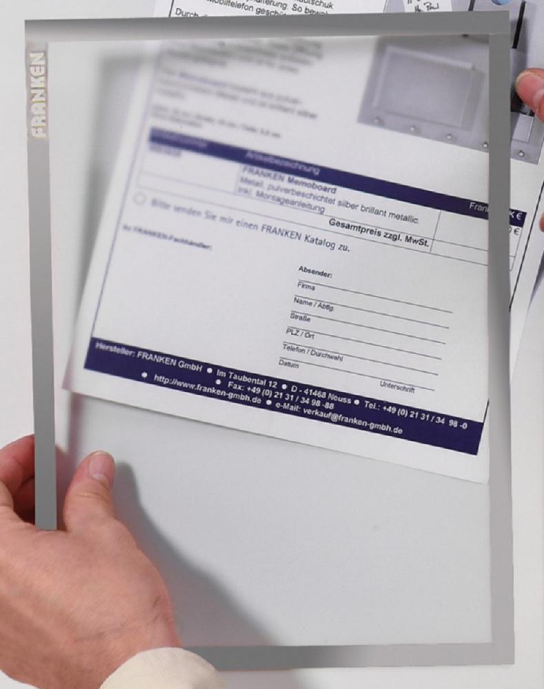 Ramka magnetyczna Franken, A4, 1 sztuka, szary