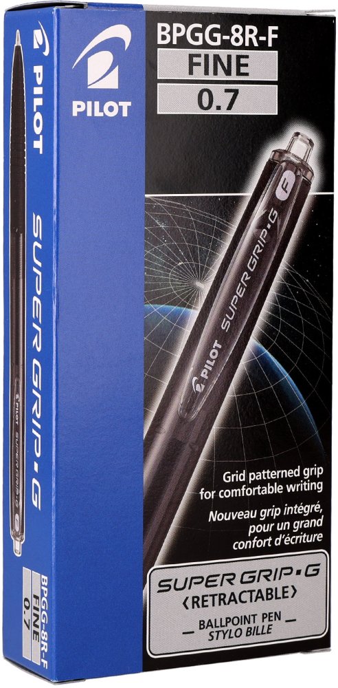 12x Długopis automatyczny Pilot, Super Grip G, 0.7mm, czarny