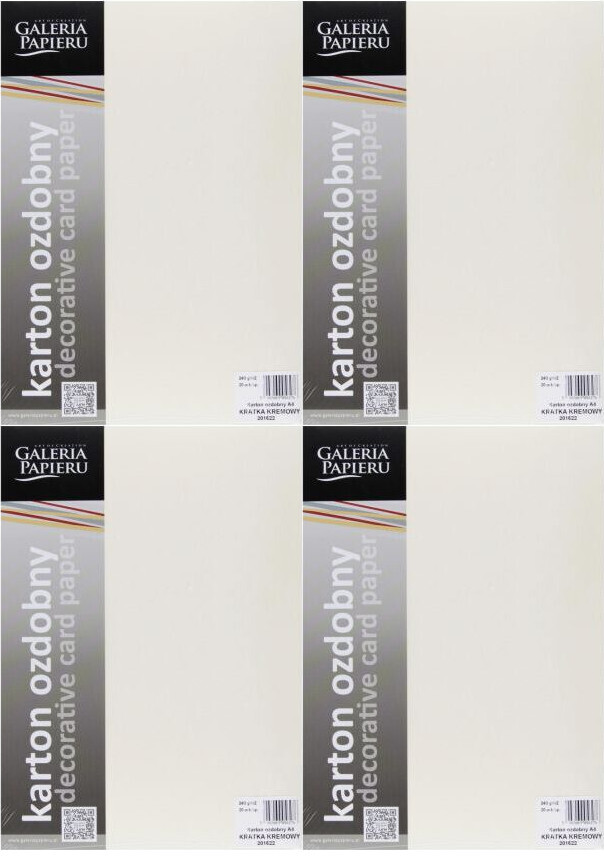 4x Karton ozdobny Galeria Papieru A4, 240g/m2, 20 arkuszy, kremowy