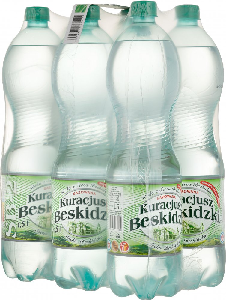 12x Woda gazowana Kuracjusz Beskidzki, 1.5l, butelka PET