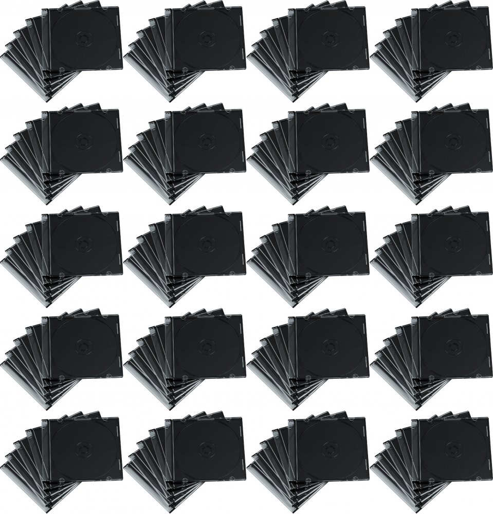 20x Pudełko slim na płytę CD/DVD Omega, plastikowe, 1 sztuka, czarny