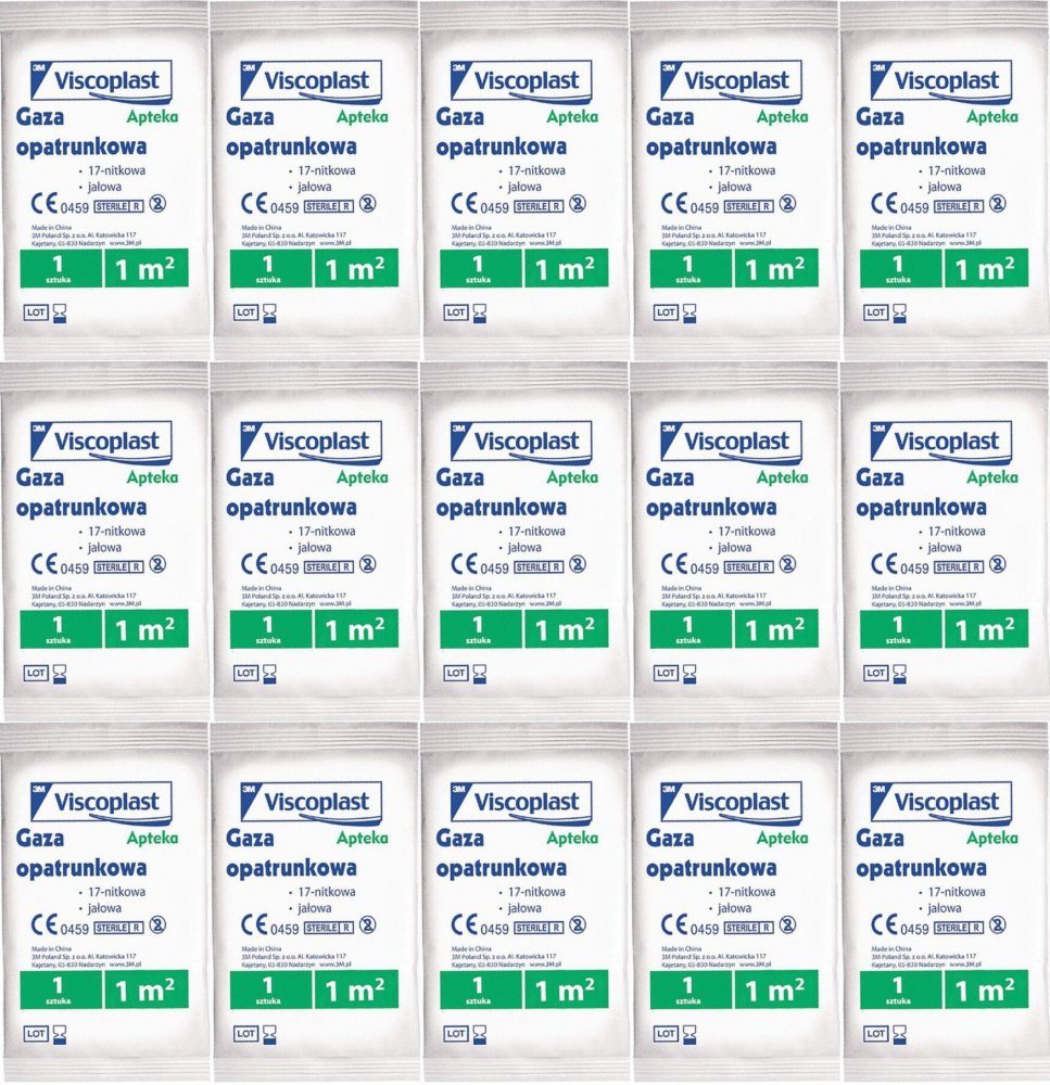 15x Gaza opatrunkowa Viscoplast, jałowa, 1m2, biały