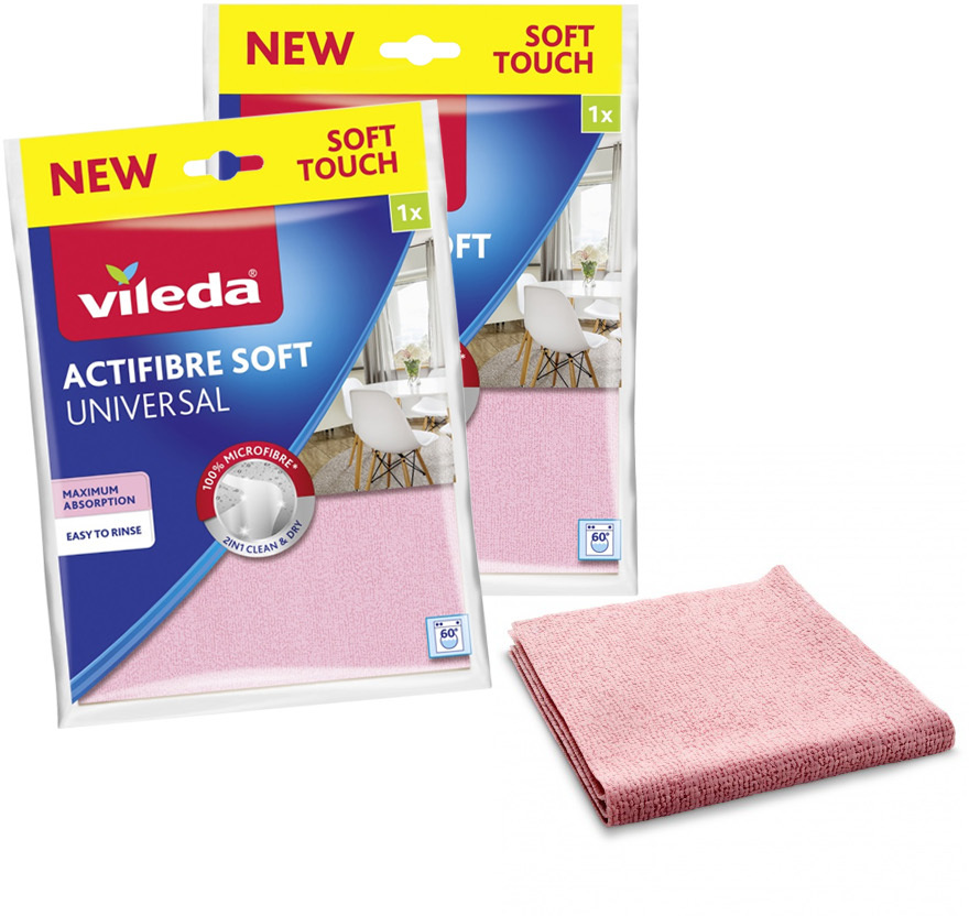 2x Ściereczka Vileda Actifibre Soft, 32x27cm, 1 sztuka, mix kolorów