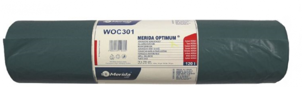 Worki na śmieci Merida Optimum, na odpady zmieszane, 120l, 50 sztuk, czarny