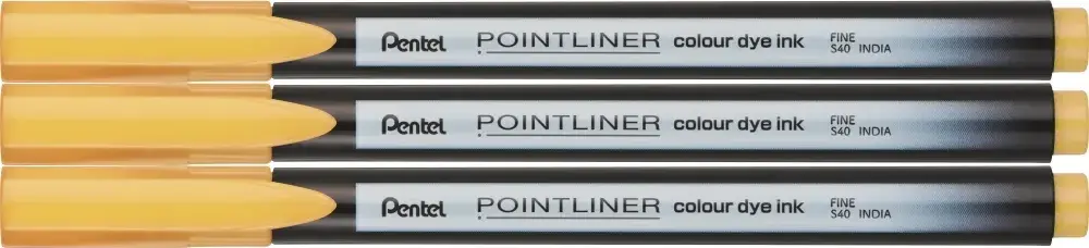 3x Cienkopis Pentel Pointliner Colour, ciemnożółty