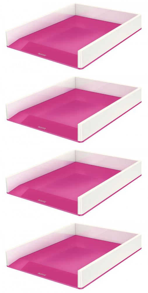 4x Półka na dokumenty Leitz Wow, A4, plastikowa, dwukolorowa, biało-różowy