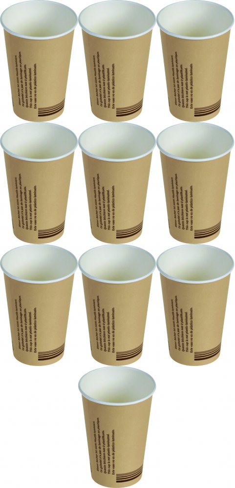 10x Kubki jednorazowe Packman, 200 ml, papier, 50 sztuk, brązowy