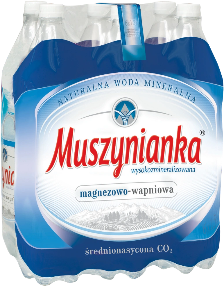 6x Woda gazowana Muszynianka, 1.5l, butelka PET, KAUCJA