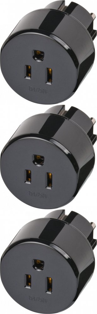3x Adapter podróżny USA/Japonia Brennenstuhl, z uziemieniem, czarny