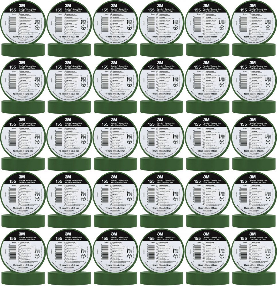 50x Taśma izolacyjna 3M Temflex 155, 19mmx20m, zielony