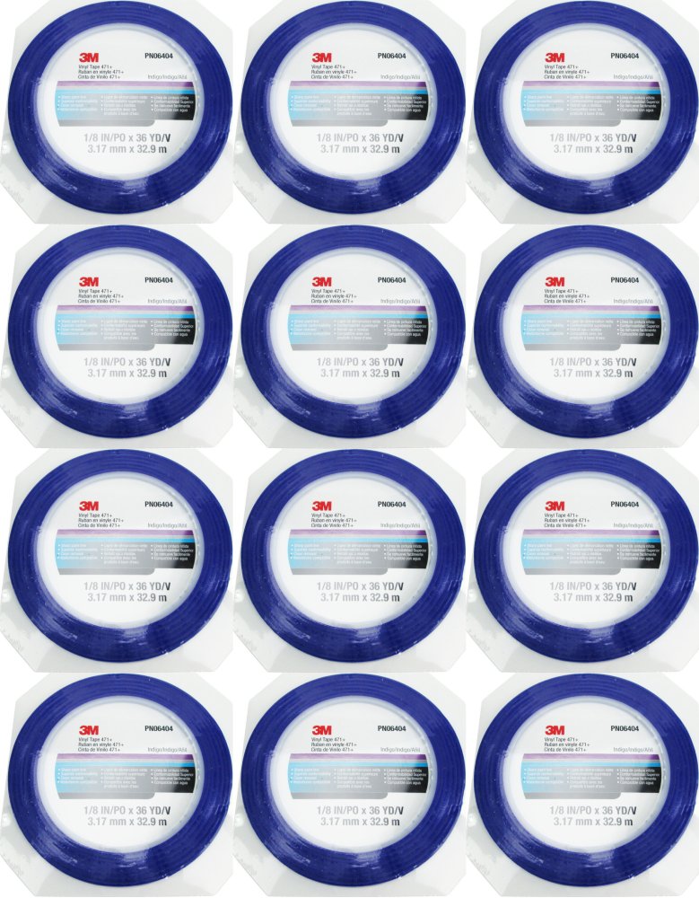 12x Taśma maskująca cienkoliniowa 3M 471+, 3mm x 33m, niebieski