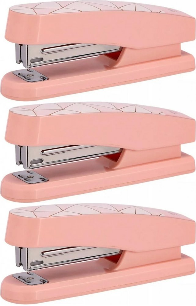 3x Zszywacz Deli Macaron, do 25 kartek, różowy