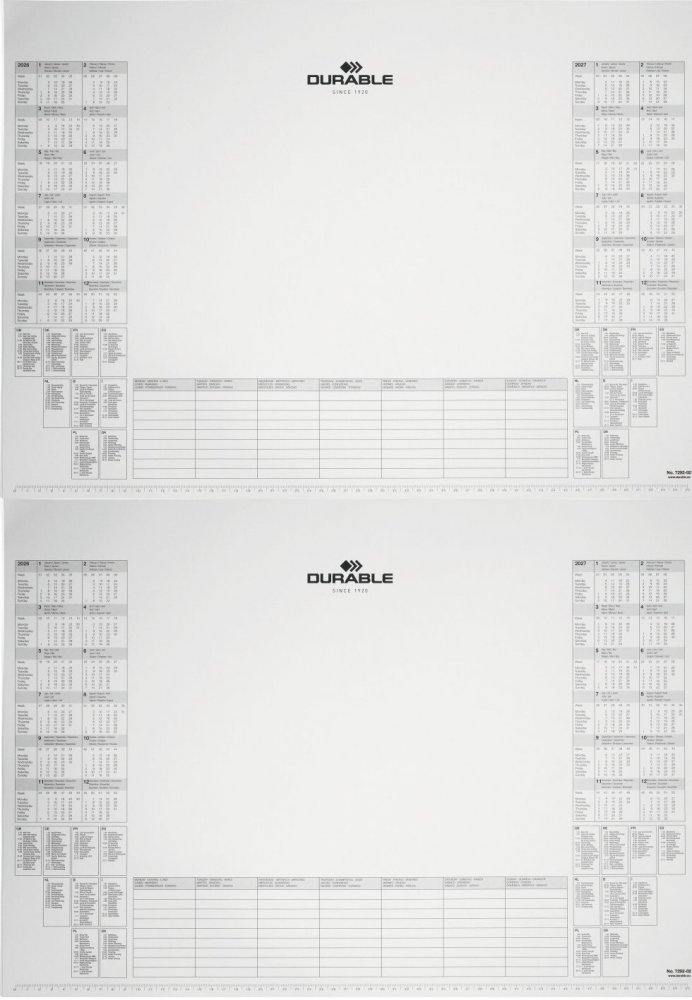 2x Wkład z kalendarzem na rok 2026/2027 Durable, do podkładu na biurko 41x57cm