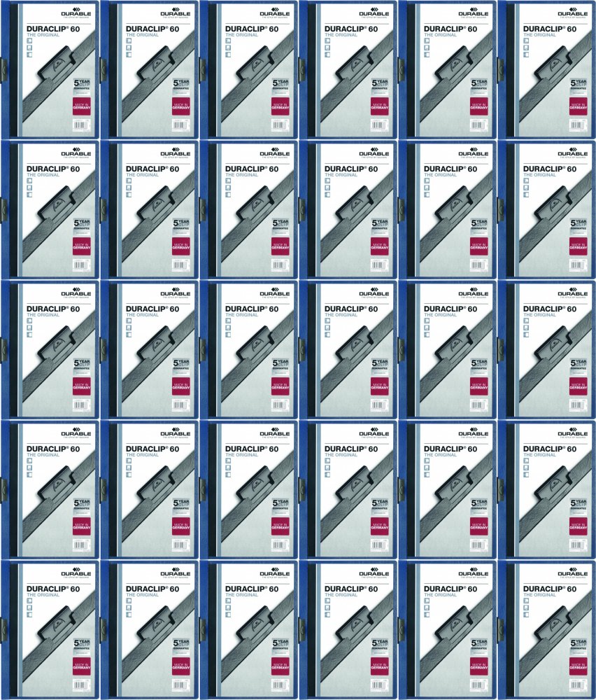 75x Skoroszyt plastikowy z klipsem Durable DuraClip, A4, do 60 kartek granatowy