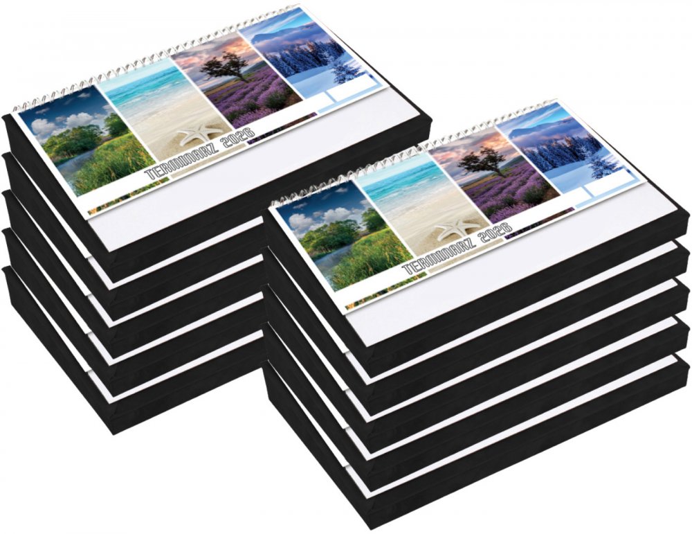 10x Kalendarz 2026 na biurko z piórnikiem Udziałowiec, 195x300mm, tygodniowy, czarny