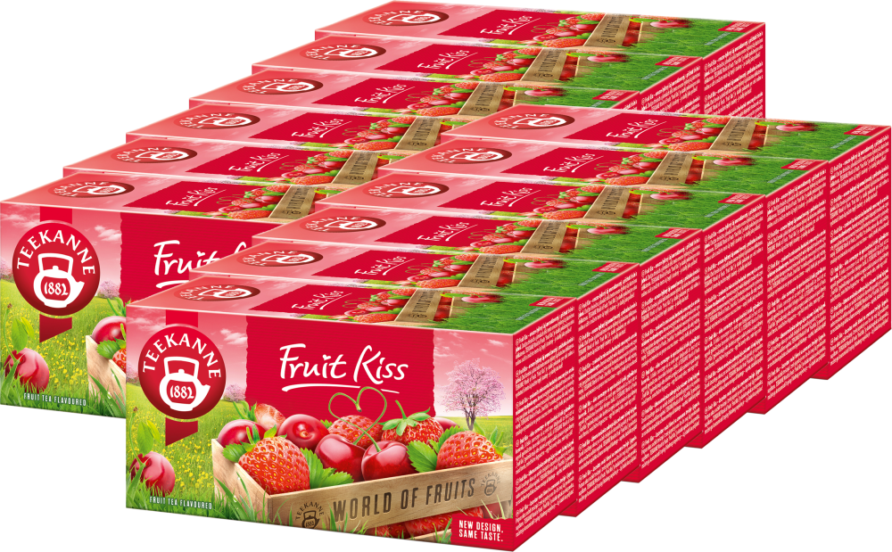 12x Herbata owocowa Teekanne World of Fruits Fruit Kiss, wiśniowo-truskawkowy, 20 sztuk x 2.25g