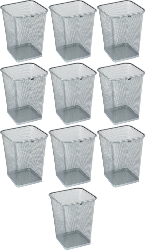 10x Kosz na śmieci Grand GR-017S, kwadratowy, druciany, 18l, srebrny