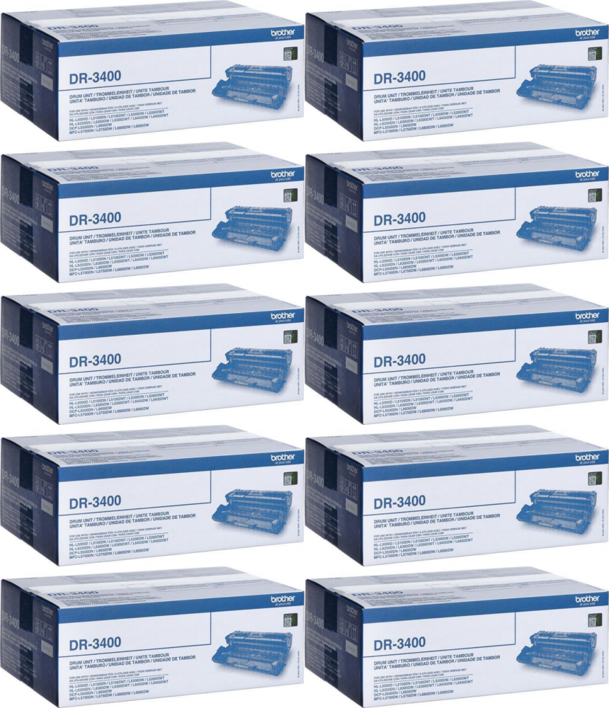 10x Bęben Brother DR-3400 (DR3400), 50000 stron, czarny