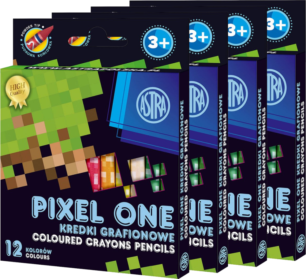4x Kredki grafionowe okrągłe Astrakids Pixel One, 12 sztuk, mix kolorów