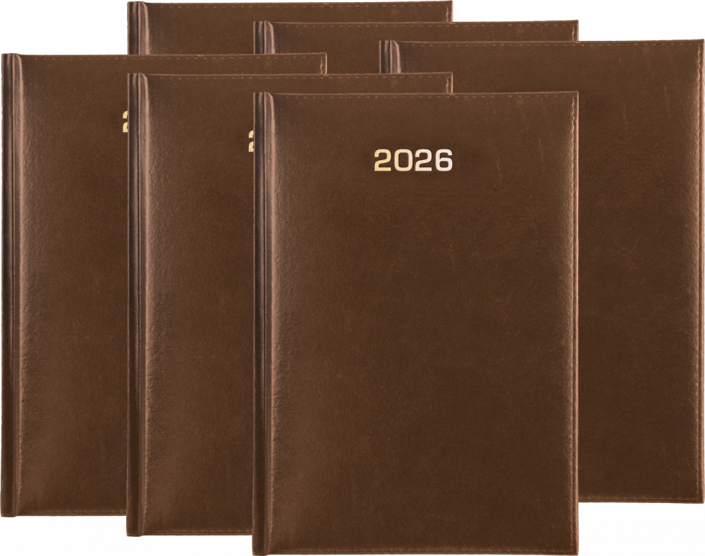 6x Kalendarz książkowy 2026, Udziałowiec, A5, tygodniowy, brązowy
