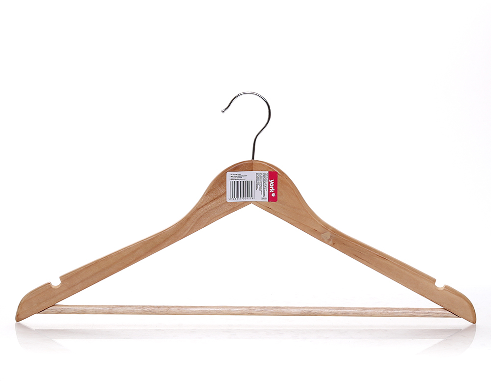 Wieszak drewniany na ubrania York, brązowy jasny