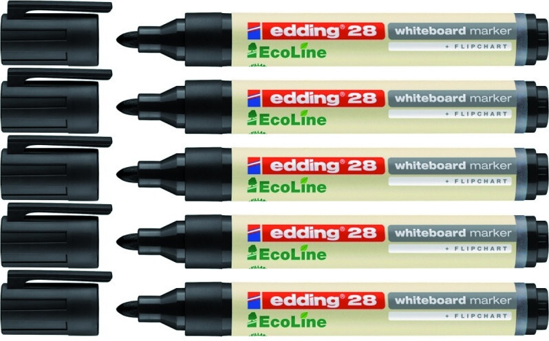 5x Marker suchościeralny edding 28 EcoLine, okrągła, 1.5-3mm, czarny