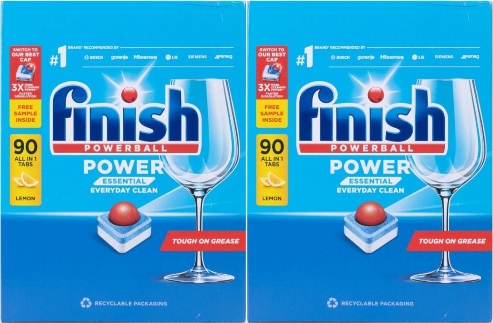 2x Tabletki do zmywarki Finish Power Essential, lemon, 90 sztuk+2 kapsułki gratis
