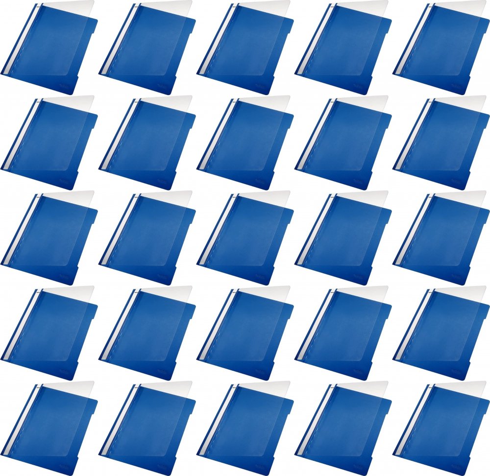 25x Skoroszyt plastikowy bez oczek Leitz, A4, do 250 kartek, niebieski