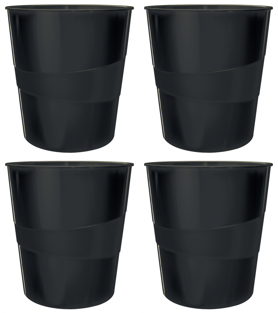 4x Kosz na śmieci Leitz Wow, 15l, czarny