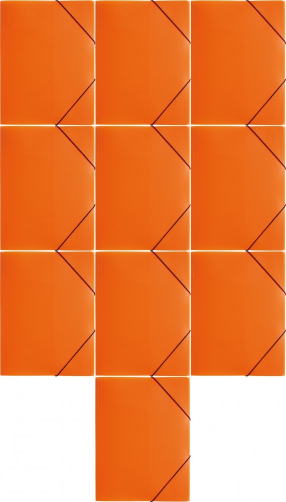 10x Teczka plastikowa z gumką Pagna, A4, 3 skrzydłowa, pomarańczowy