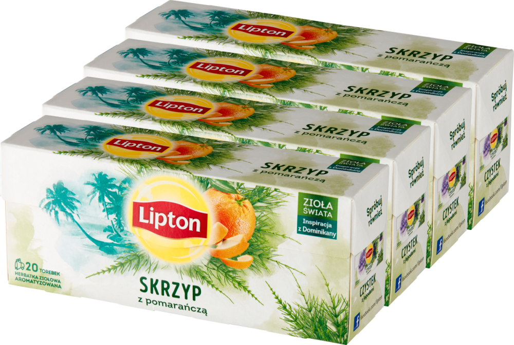 4x Herbata ziołowa w torebkach Lipton, skrzyp z pomarańczą, 20 sztuk x 1g