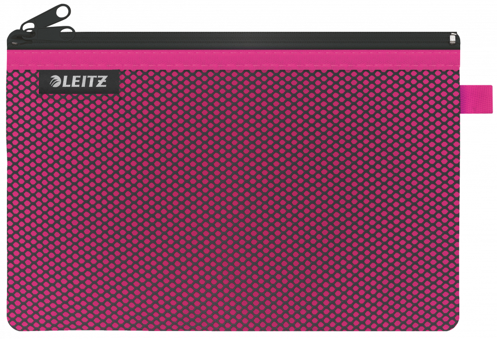 Koszulka/saszetka z suwakiem Leitz Wow, 2 przegródki, rozmiar L, 1 sztuka, różowy