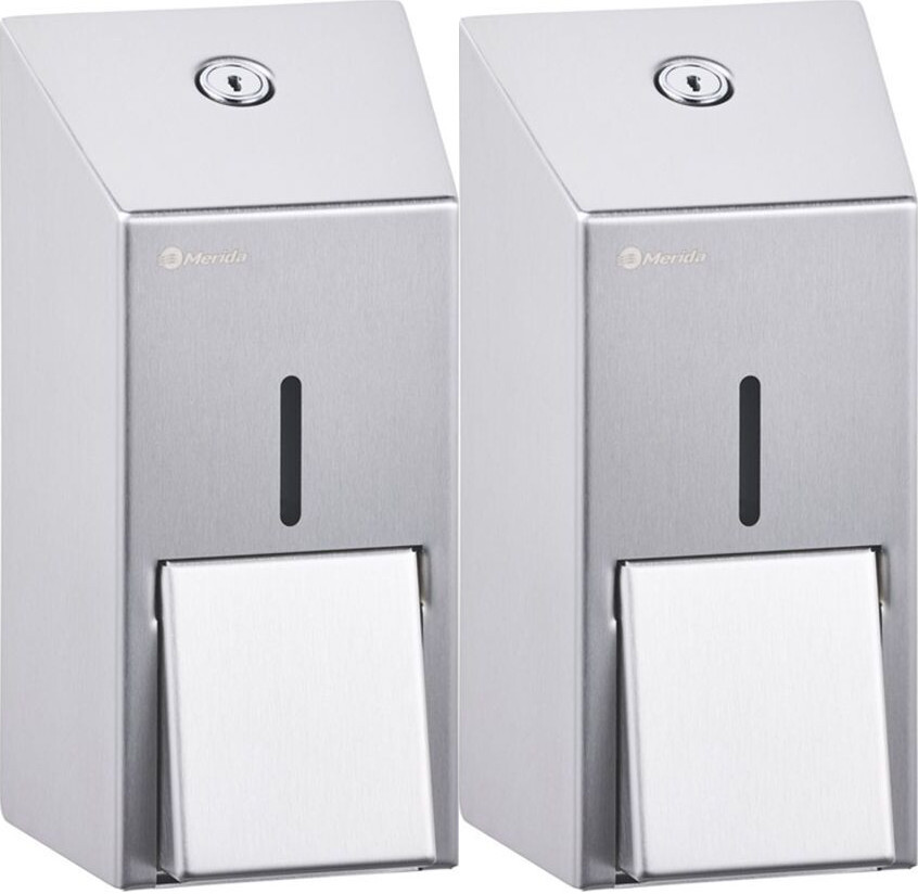 2x Dozownik do mydła w płynie Merida Stella Mini, 19x10x9cm, 400ml, srebrny