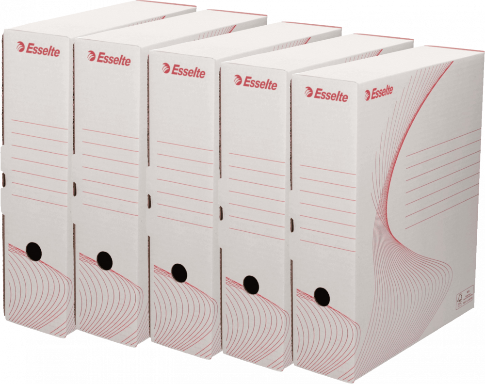 5x pudło archiwizacyjne Esselte na segregatory, 100mm, biały