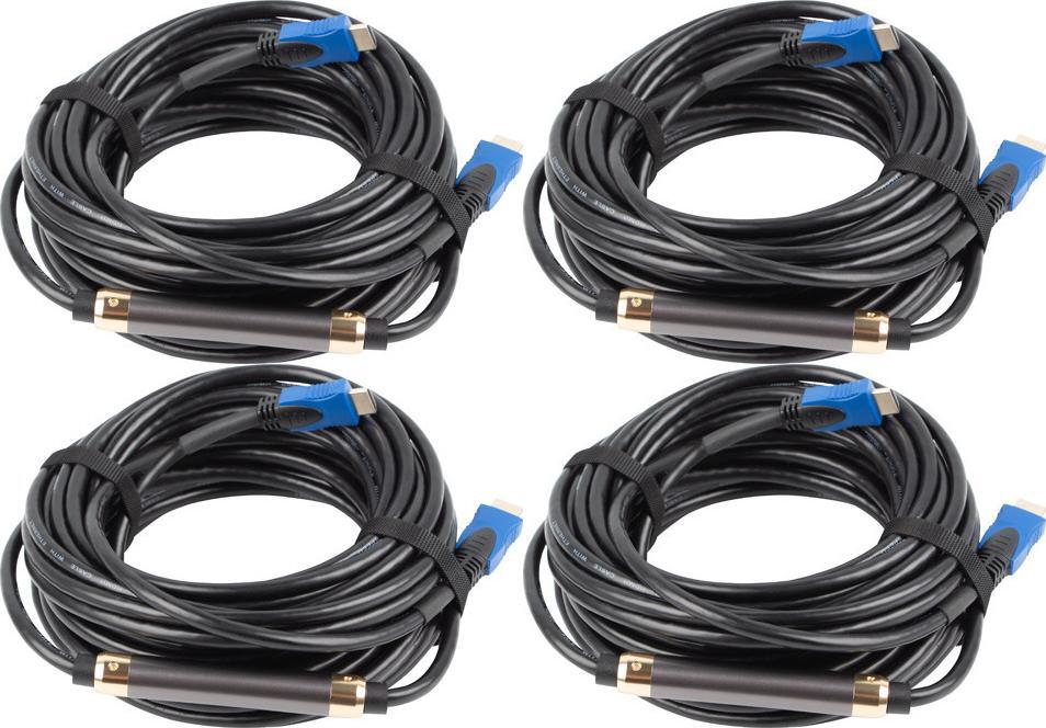 4x Kabel HDMI/HDMI Lanberg M/M v2.0, 4K, 20m, czarny