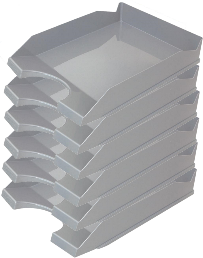 5x półka na dokumenty na biurko Office Products, A4, plastikowa, szary