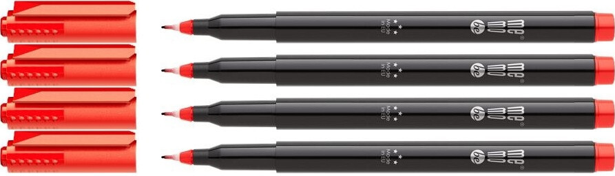 4x Marker permanentny MemoBe OHP MM251 F, okrągła, 0.5mm, czerwony