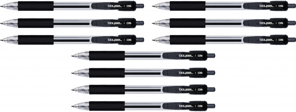 10x Długopis żelowy automatyczny Rystor, Boy Gel, 0.5mm, czarny