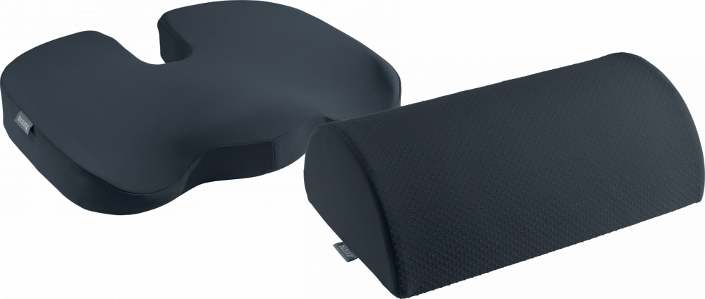 Zestaw: ortopedyczna poduszka na krzesło+ podnóżek Leitz Ergo Cosy, szary