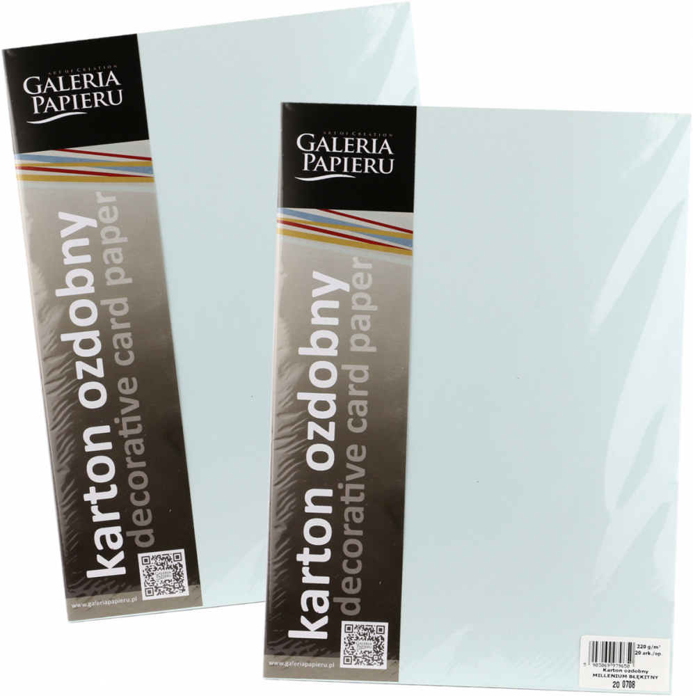 2x Karton ozdobny Galeria Papieru Millenium, A4, 220g/m2, 20 arkuszy błękitny